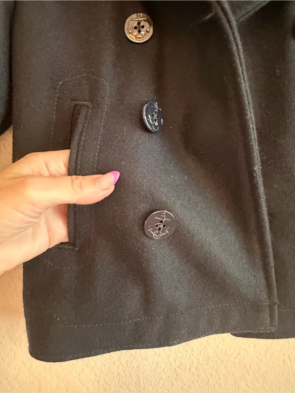 Baby Gap Peacoat 2 Yrs Deep Navy Blue Wool Double Breast Lined Preppy Nautical